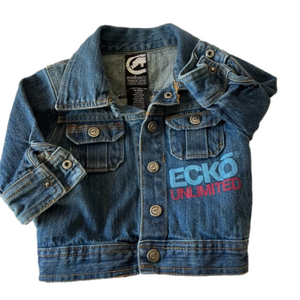 Echo unlimited denim blue toddler jean jacket coat button up  12 months